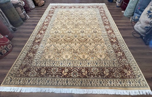 Fine Pak Persian Rug 9x12, Gold and Wine Red, Panel Design, 330 KPSI - Nuvé