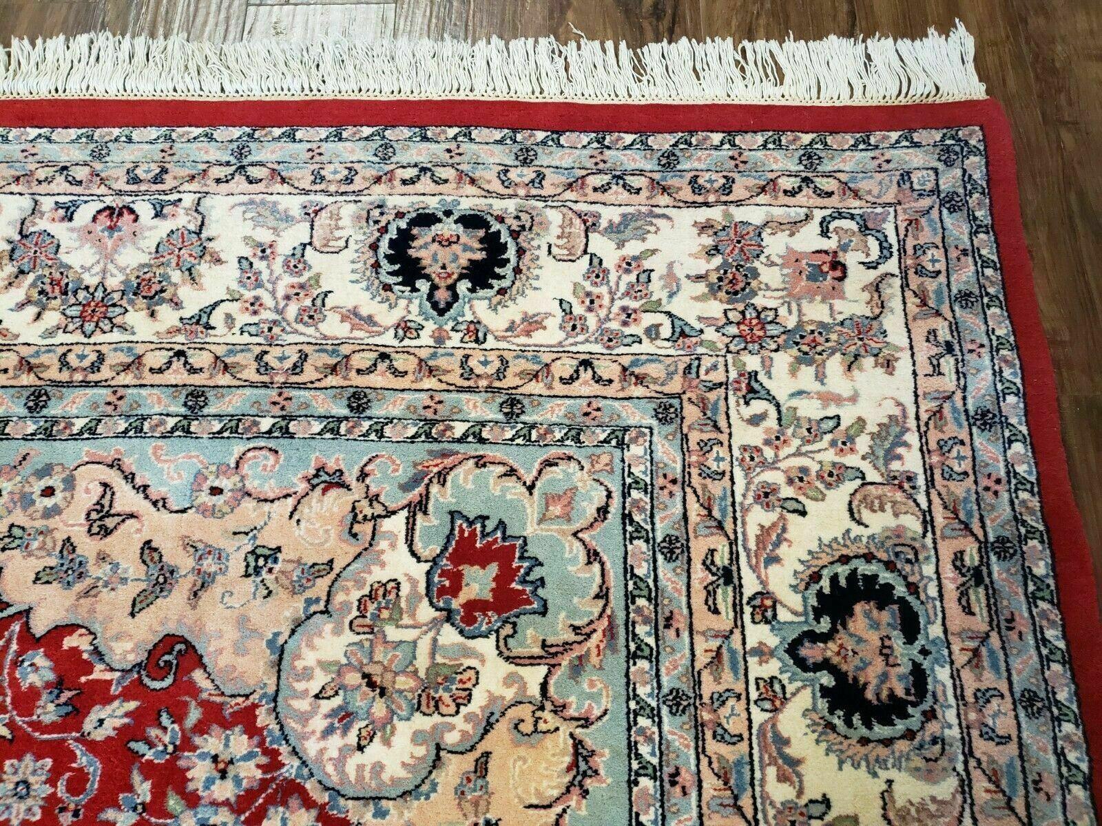 9' X 12' Vintage Handmade India Medallion Wool Rug Vegetable Dyes Nice Red - Nuvé