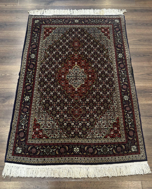 Persian Tabriz Rug 3x5, Wool on Silk Foundation, Very Fine 550 KPSI, Dark Navy Blue - Nuvé