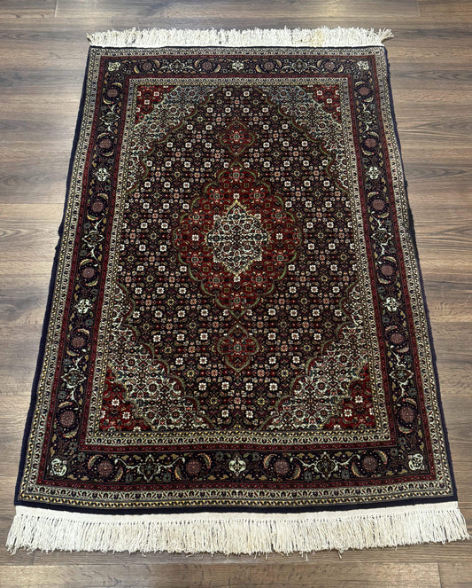 Persian Tabriz Rug 3x5, Wool on Silk Foundation, Very Fine 550 KPSI, Dark Navy Blue - Nuvé