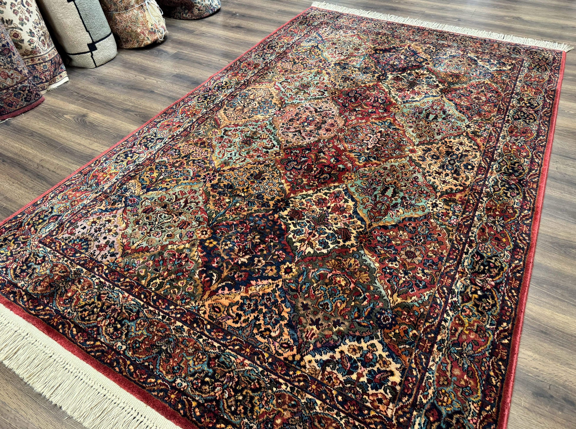 5.9 x 9 Karastan Rug Multicolor Panel Kirman #717, Original 700 Series, Wool - Nuvé