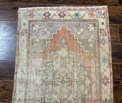 Antique Turkish Runner Rug 3 x 9.6, Farmhouse Rug, Geometric Runner, Handmade, Vintage Rug for Modern Home - Nuvé