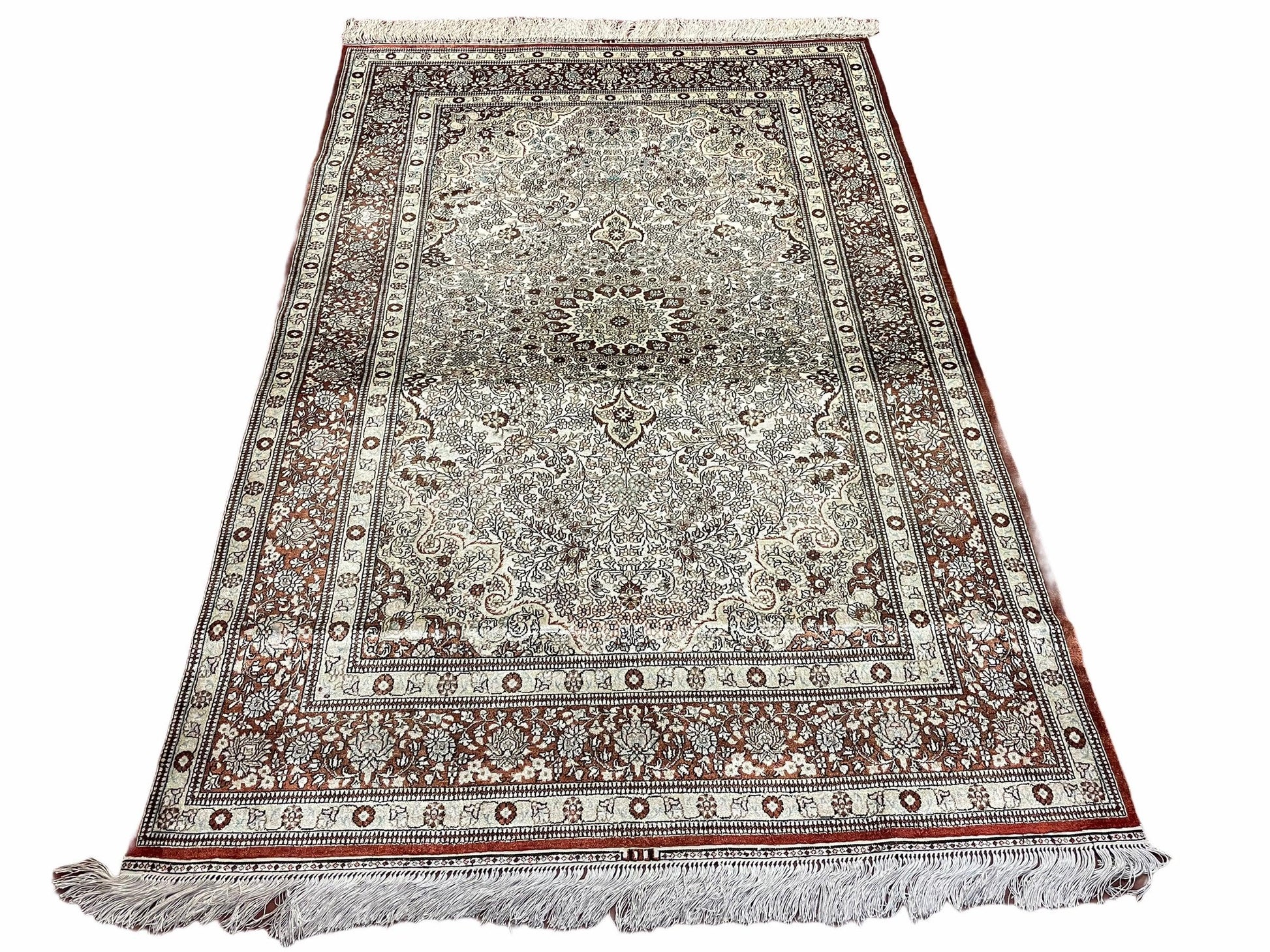 4' X 6' Vintage Fine Handmade Chinese Oriental Silk Rug 400 KPSI Wow - Nuvé