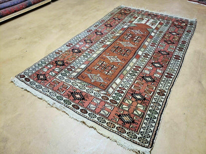 4' X 7' Antique Handmade Turkish Melas Oushak Wool Rug - Nuvé