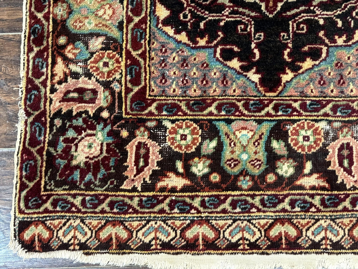 Antique Turkish Rug 4x6, Unique Rare Carpet