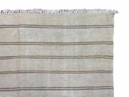 5x8 Turkish Kilim Rug, Flatweave Carpet, Striped Blanket, Southwestern Design, New, Gray, Wool, High Quality, Hand-Knotted