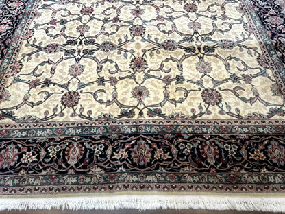 Sino Persian Rug 8x10, Allover Pattern, Beige and Midnight Blue, Wool Oriental Carpet - Nuvé