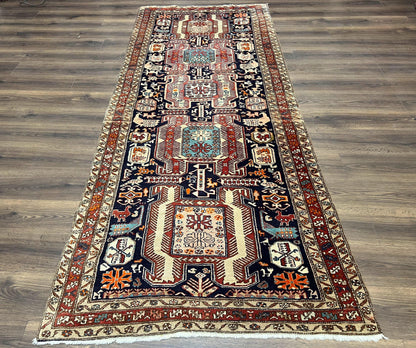 Persian Ardabil Wide Runner Rug 4x10 - Geometric Medallions & Animal Pictorials - Nuvé