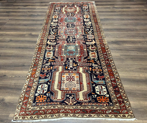Persian Ardabil Wide Runner Rug 4x10 - Geometric Medallions & Animal Pictorials - Nuvé