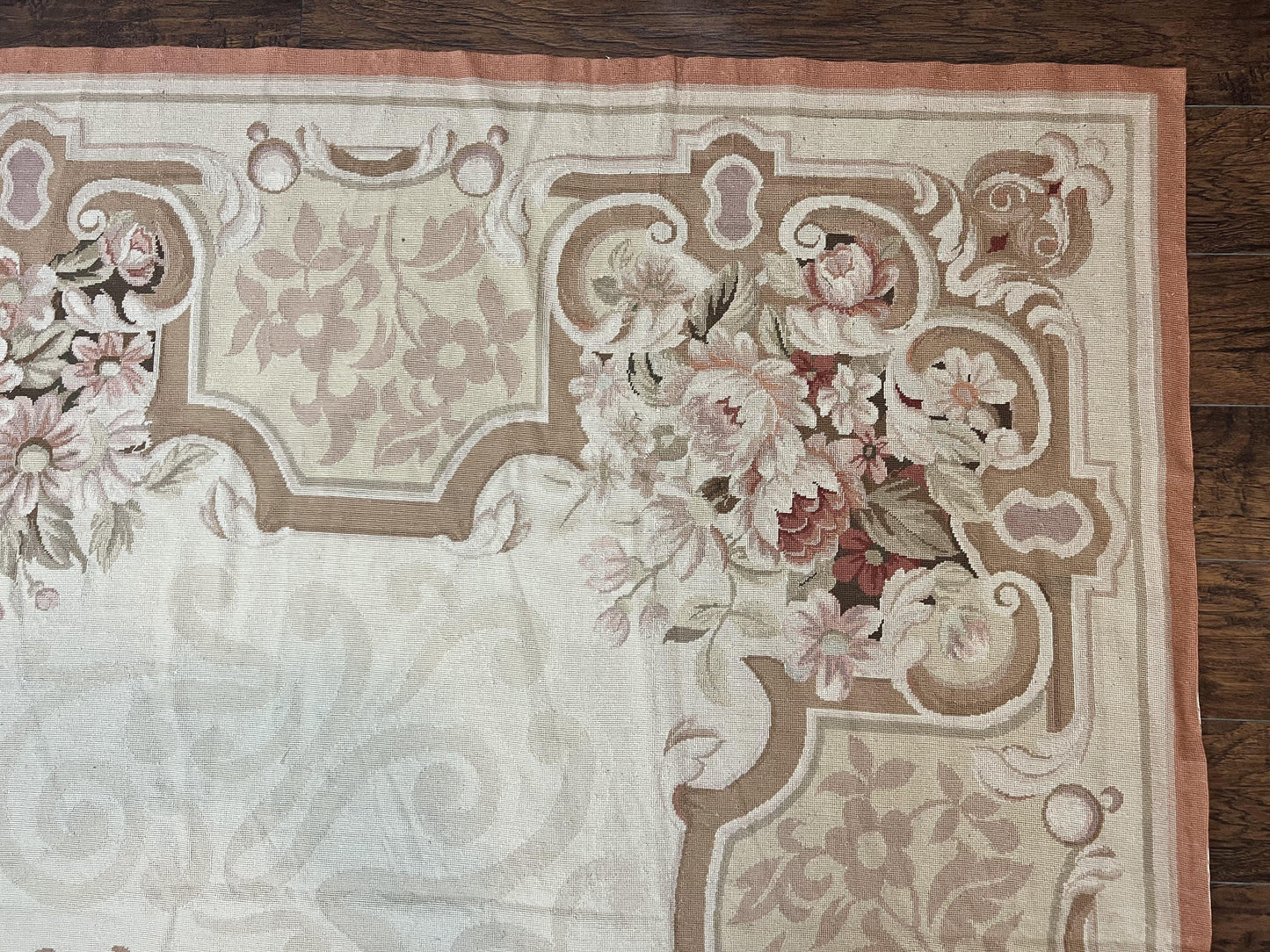 10x14 Aubusson Rug, Wool Handmade Vintage Carpet, French European Design, Elegant - Nuvé