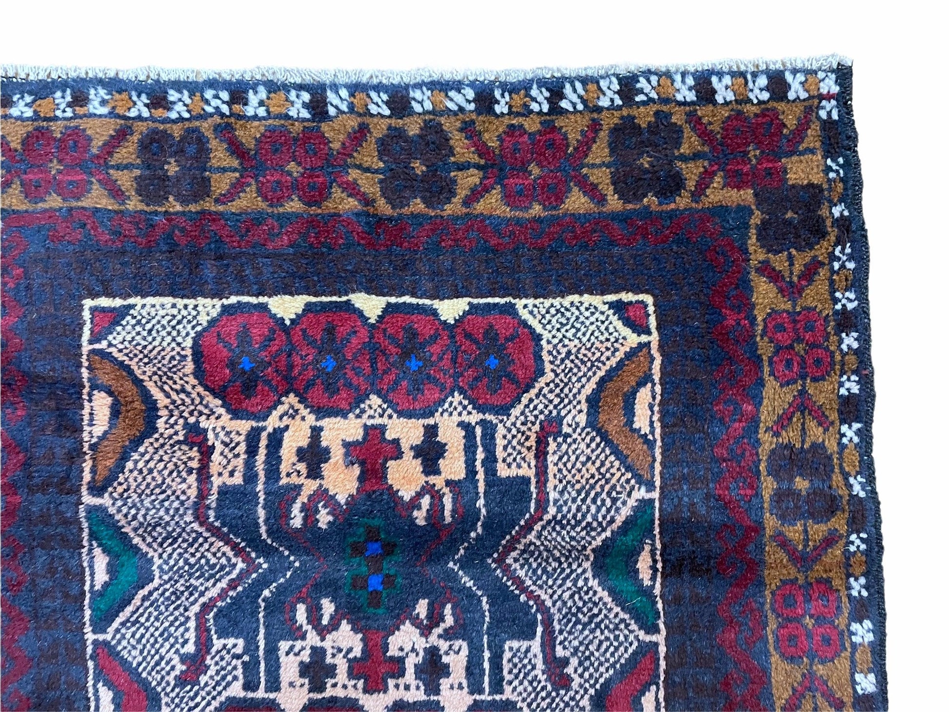 3 X 5 Vintage Handmade Tribal Wool Rug Balouchi Rug Afghan Rug Red Beige Nice - Nuvé