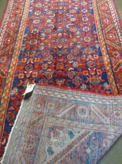 3' 6" X 10' 4" Antique Handmade India Floral Oriental Wool Runner Rug # 128 - Nuvé