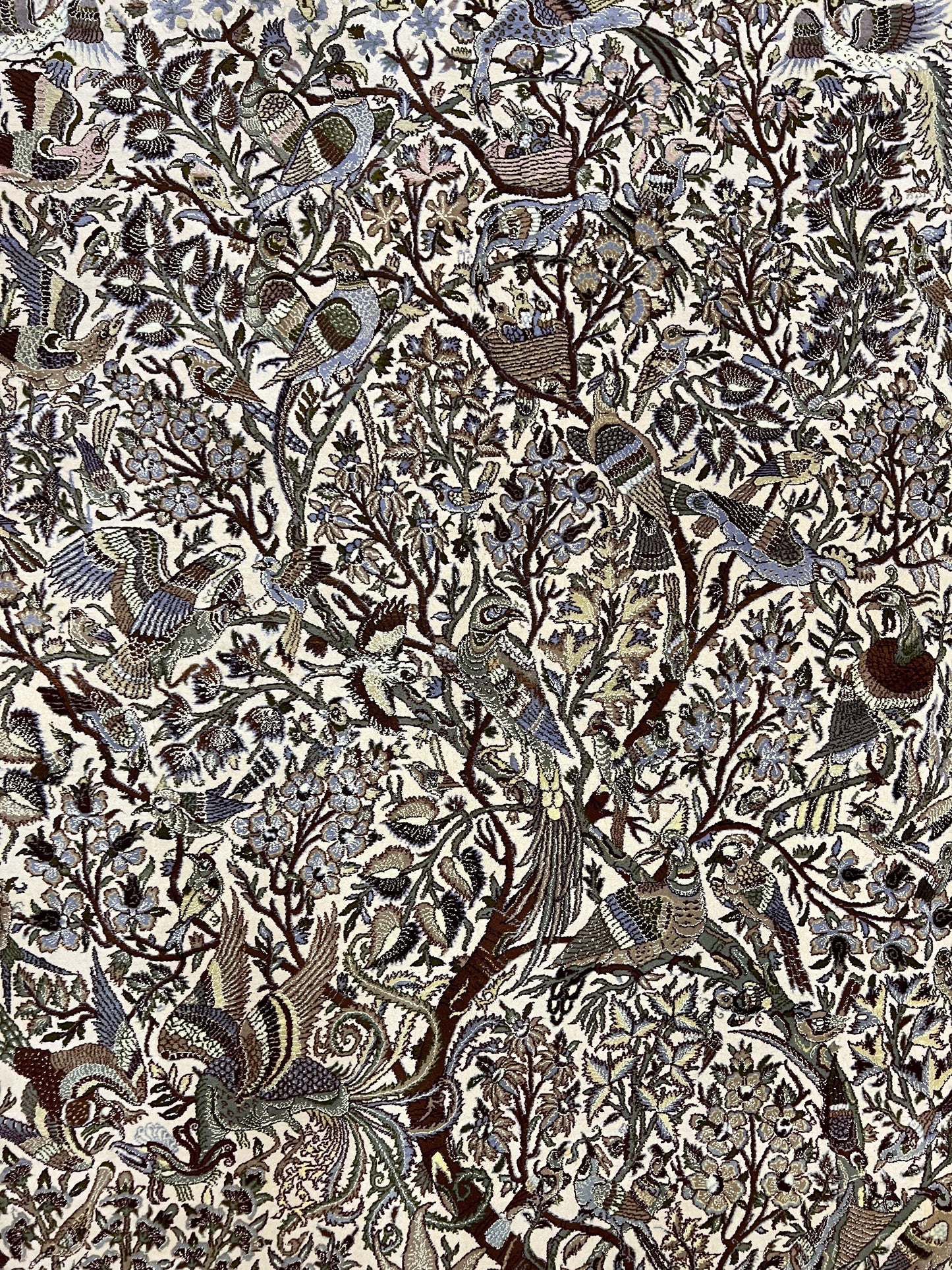 Persian Isfahan Rug 5x8 - Tree of Life, Animal Pictorials, Kork Wool & Silk - Nuvé