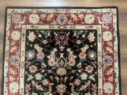 Black Sino Persian Rug 3x5, Wool with Silk Highlights, Floral, Fine 170 KPSI - Nuvé