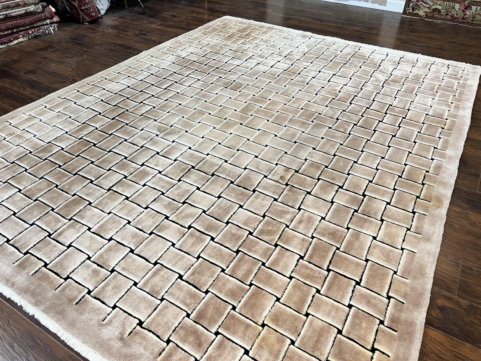Tibetan Rug 9x12, Handmade, Wool, Modern Design - Nuvé