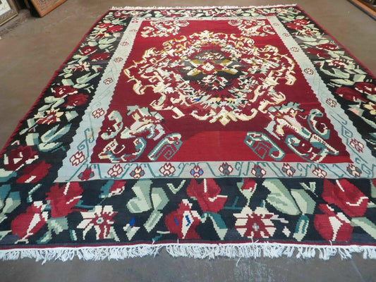 8' X 11' Karabagh Kilim Handmade Flat Weave Wool Rug Vegi Organic Dyes Nice - Nuvé