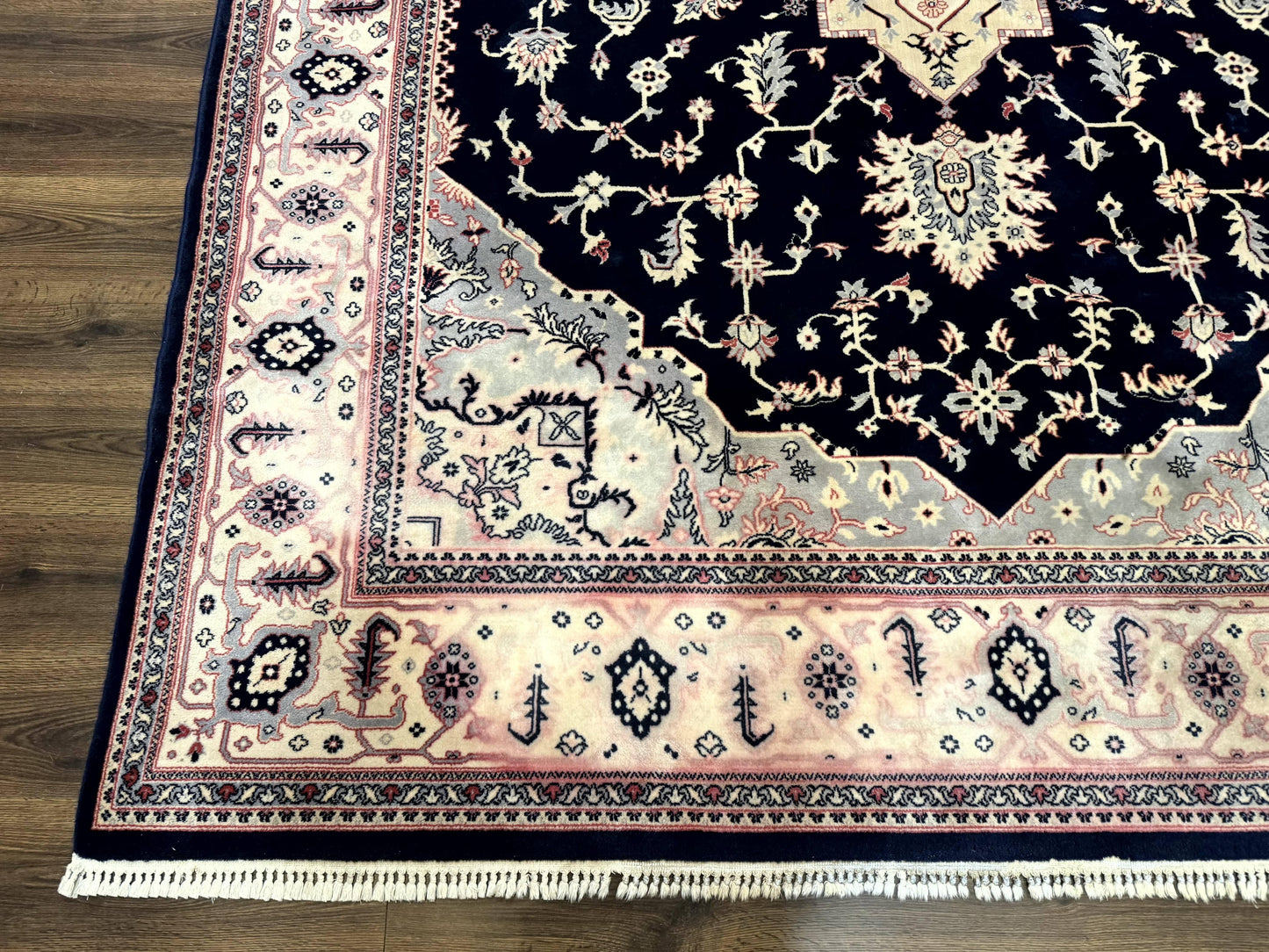 Karastan Rug 8x11 Navy Serapi, Kara Shah Rug, Navy Blue, Vintage Karastan Area Rug Wool Pile Karastan Rug - Nuvé