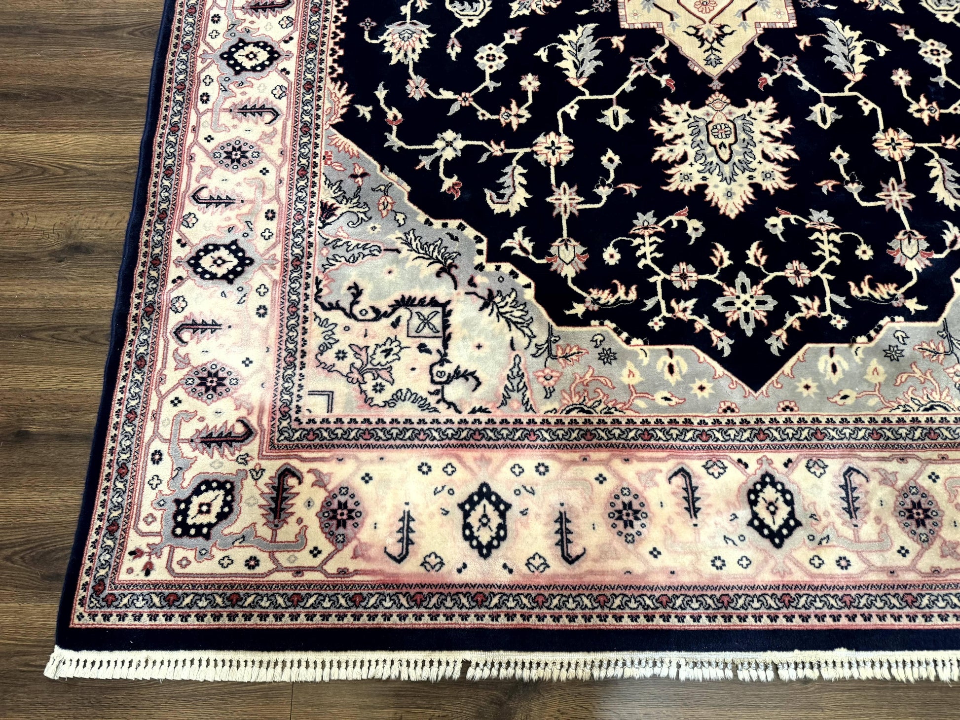 Karastan Rug 8x11 Navy Serapi, Kara Shah Rug, Navy Blue, Vintage Karastan Area Rug Wool Pile Karastan Rug - Nuvé