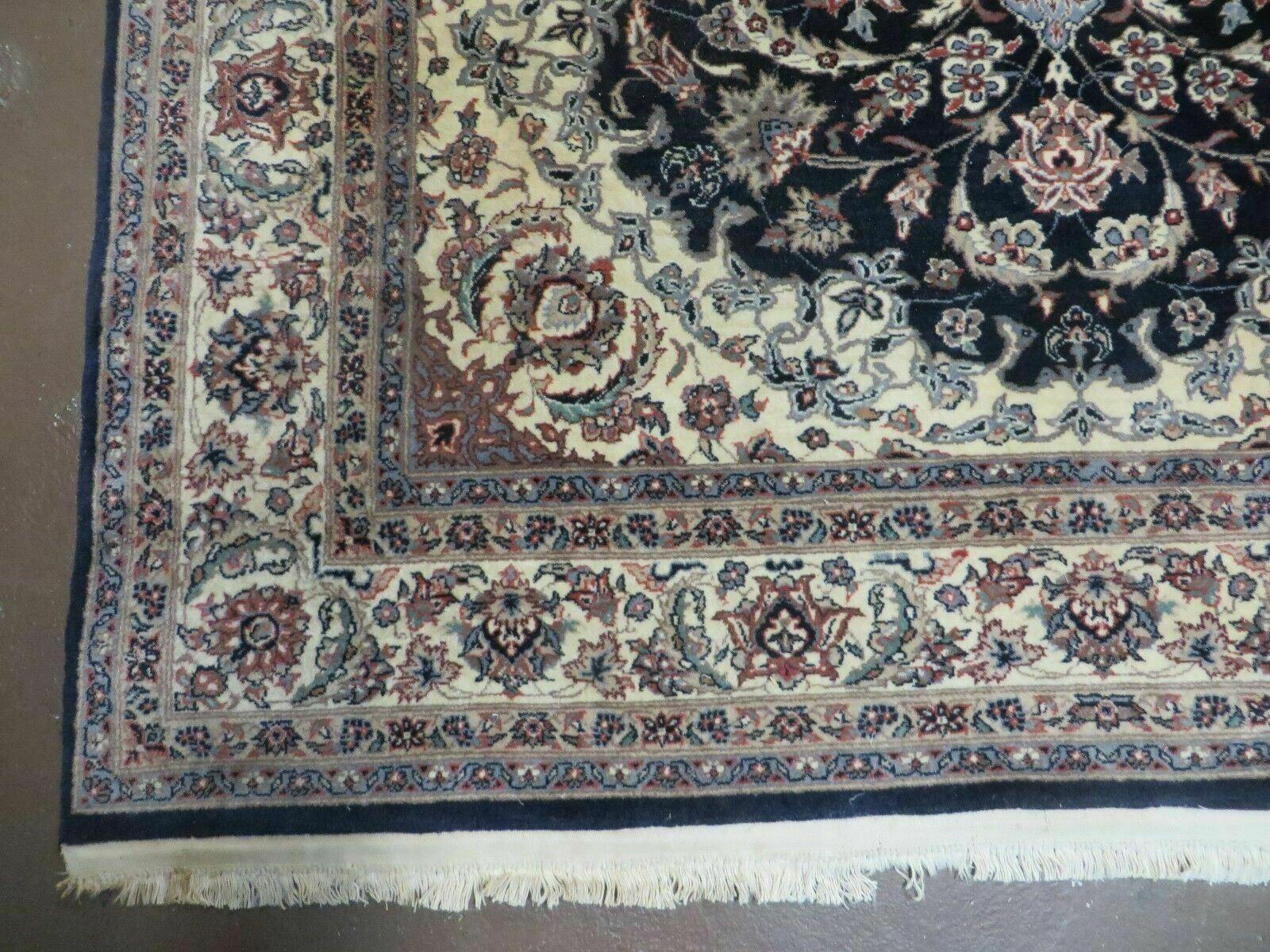 4' X 7' Vintage Handmade India Wool Silk Accent Rug Hand Knotted Black Organic - Nuvé