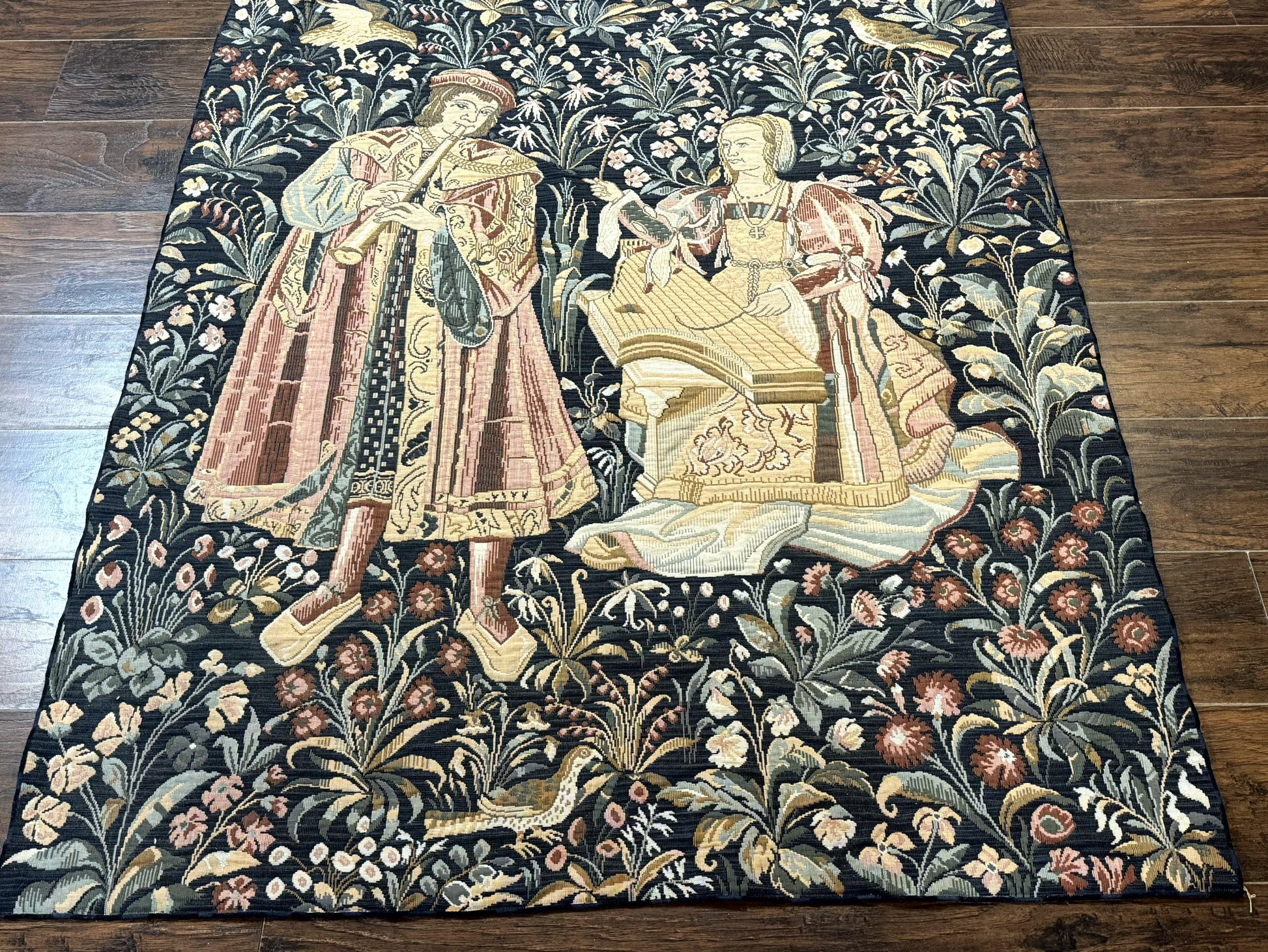 Vintage Belgium Tapestry 4x5, The Concet Musicians, Green - Nuvé