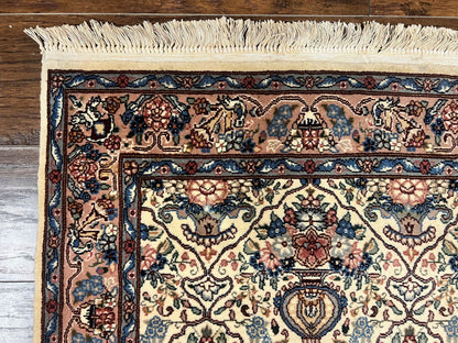 Sino Persian Runner Rug 2.8 x 14, Hand Knotted Vintage Oriental Hallway Rug, 14ft Runner, Cream, Floral, Wool - Nuvé