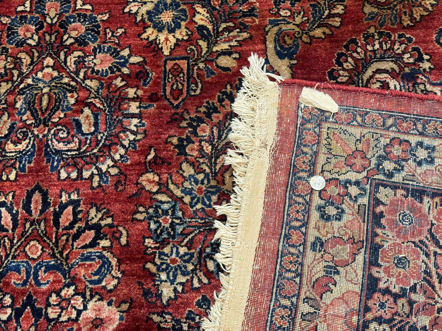 Large Persian Sarouk Rug 10x17, Palace Size Antique Persian Carpet, Red, Floral Allover, Traditional Persian Rug, Oversize Handmade Wool Rug - Nuvé