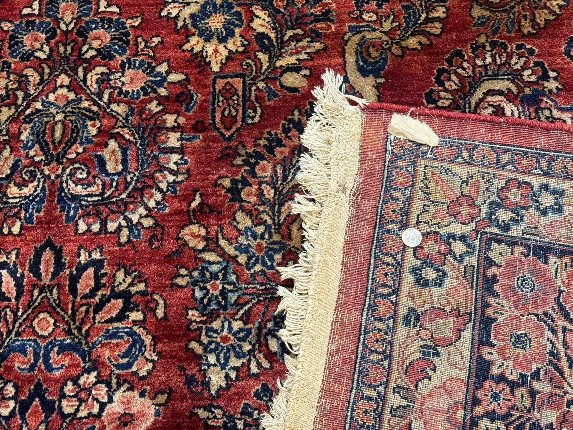 Large Persian Sarouk Rug 10x17, Palace Size Antique Persian Carpet, Red, Floral Allover, Traditional Persian Rug, Oversize Handmade Wool Rug - Nuvé
