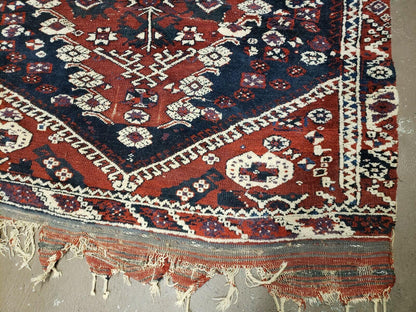 4' X 4' 4" Antique Handmade Turkish Oriental Bergema Wool Veg Dyes Tribal Collectible Rug - Nuvé