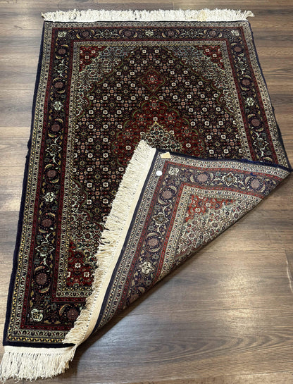 Persian Tabriz Rug 3x5, Wool on Silk Foundation, Very Fine 550 KPSI, Dark Navy Blue - Nuvé