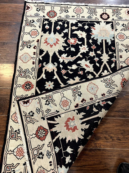 Turkish Flatweave Kilim Rug 3x5, Black, Handmade Vintage Wool Carpet - Nuvé