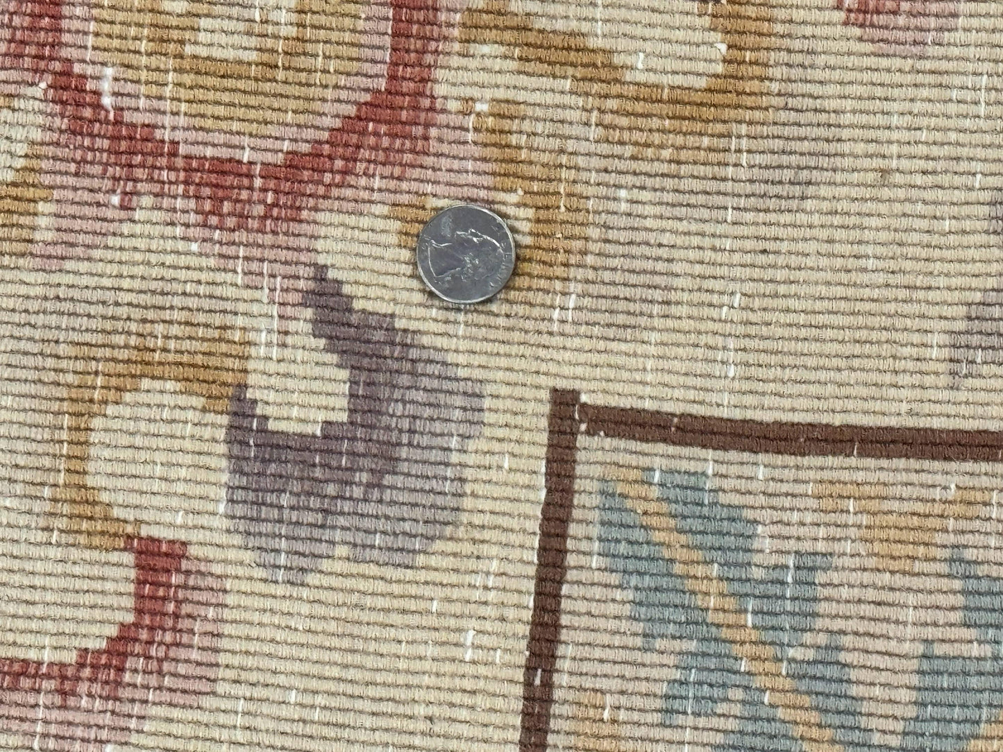 Chinese Wool Rug 8.6 x 11, Red and Beige Asian Oriental Carpet, Plush Pile, Vintage Handmade Chinese Carving Sculpted Rug, Semi Open Field - Nuvé