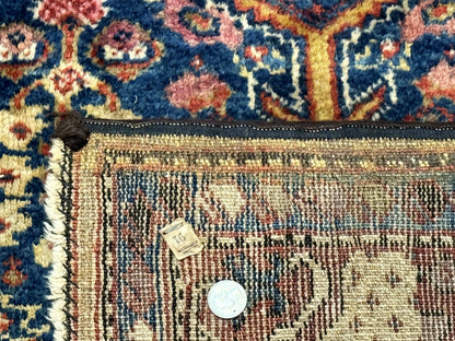 Antique Persian Rug 4x7, Blue and Red Malayer Carpet, Rare