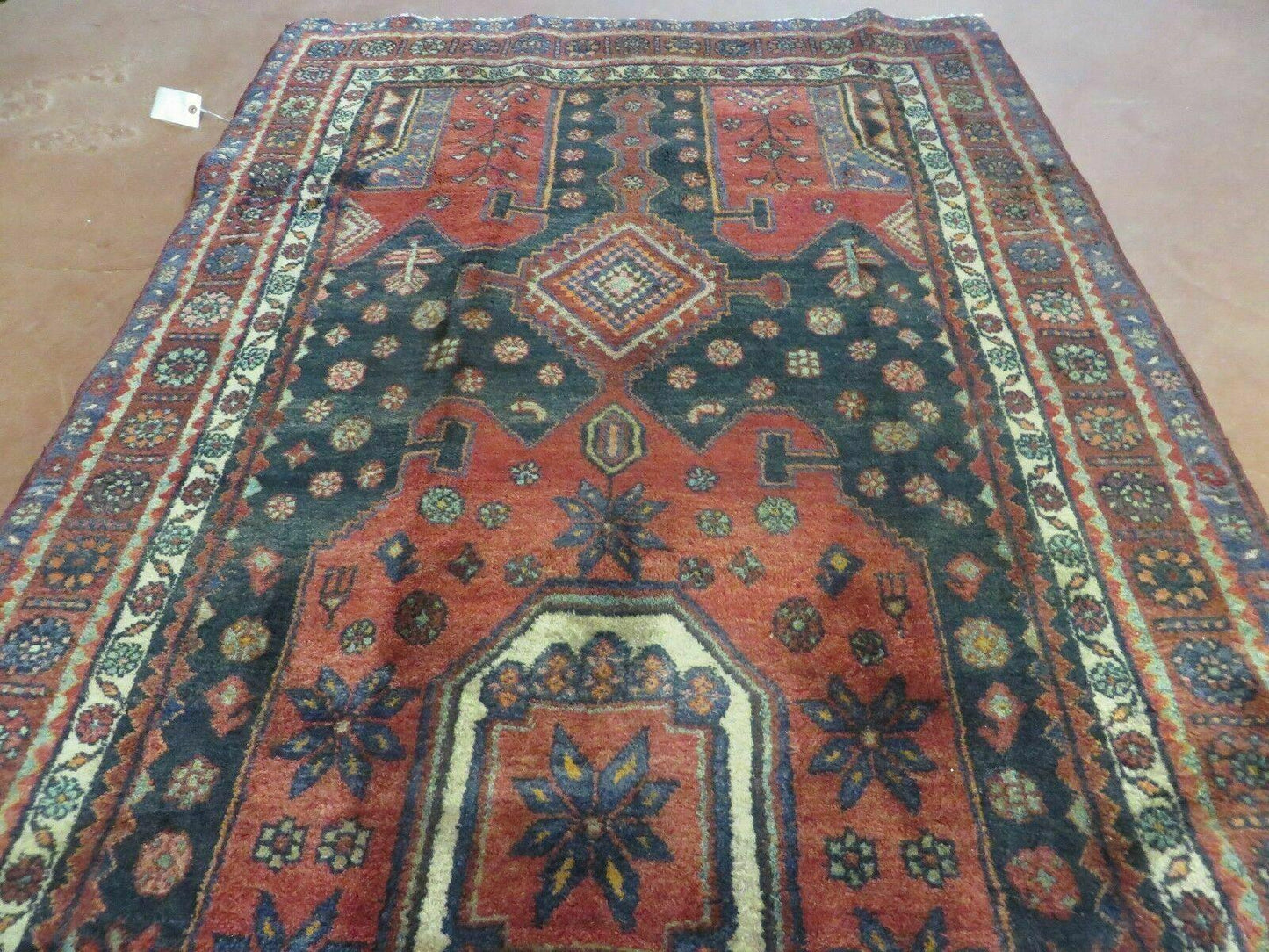 4' X 9' Antique Handmade Turkish Tribal Oriental Geometric Wool Rug # 605 - Nuvé