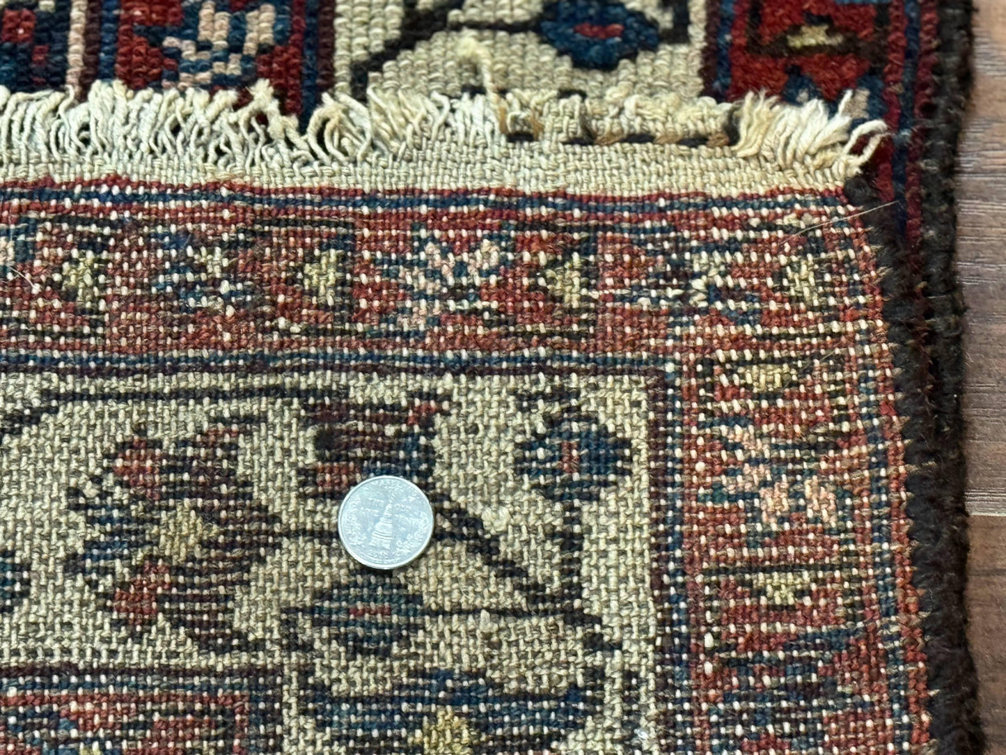 Navy Blue Antique Persian Rug 3x6, Blue and Ivory Persian Carpet, Handmade 1920s Hamadan Rug - Nuvé