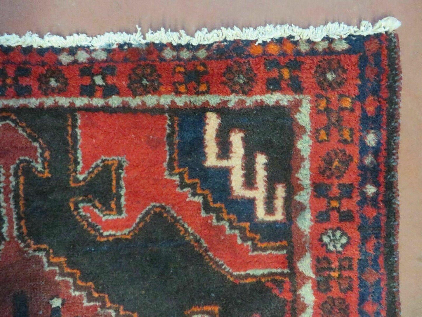 4' X 8' Antique Handmade India Geometric Oriental Tribal Wool Rug Red # 603 - Nuvé