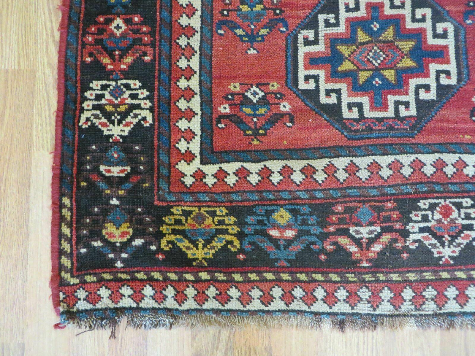 3' 3" X 10' Hand-Knotted Antique Handmade Caucasian Kazak Wool Runner Rug - Nuvé