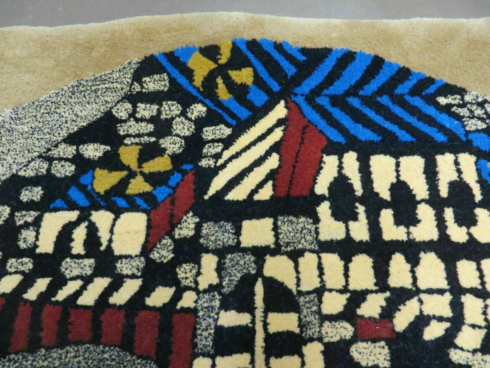 3' X 4' Vintage Hand Crafted Israel Wool Rug Carpet Wall Hanging Signed Hebrew - Nuvé