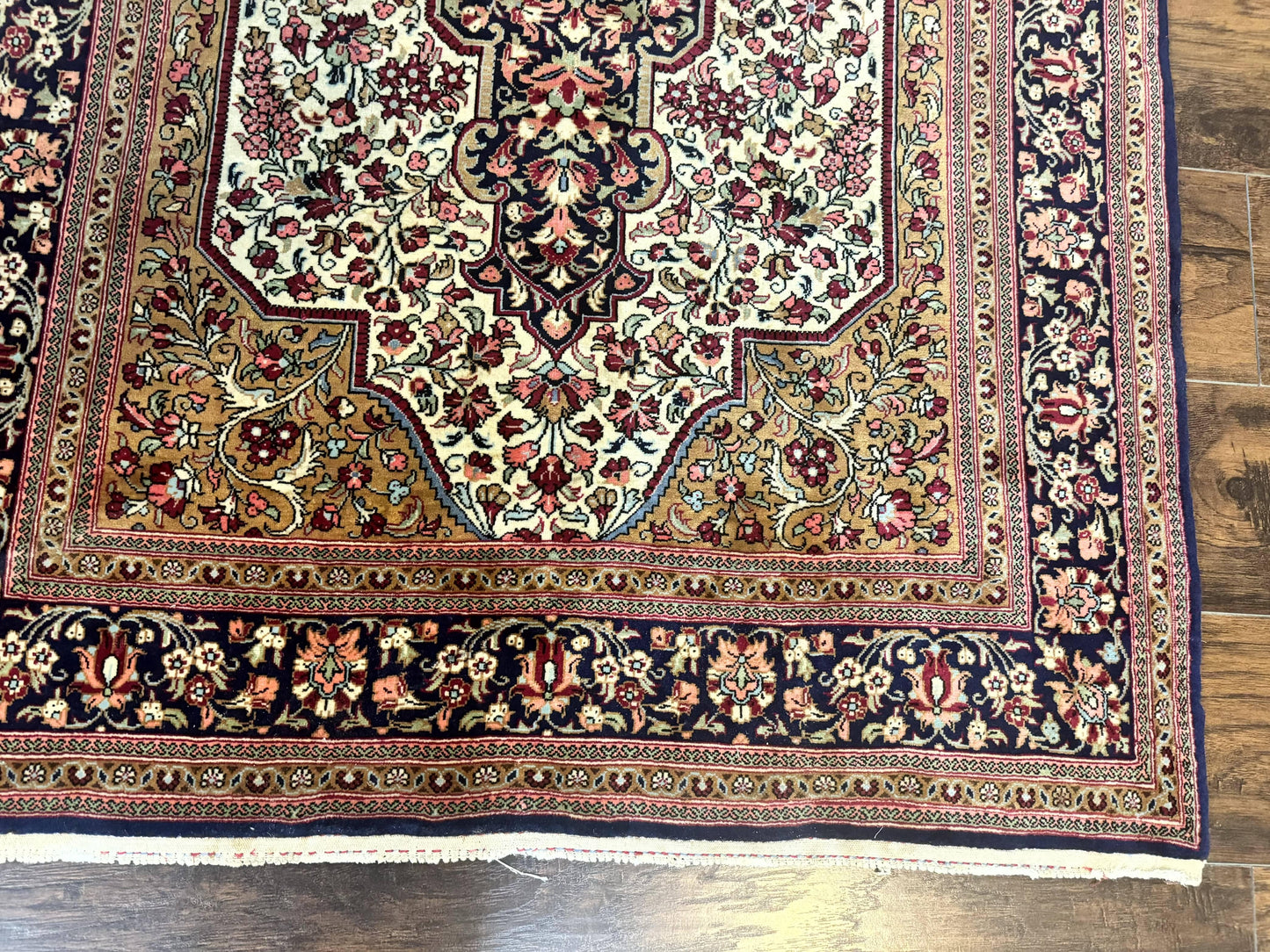 Persian Qum Rug 3.6 x 5, Kork Wool, Very Finely Hand Knotted 325 KPSI, Rare, Semi Antique - Nuvé