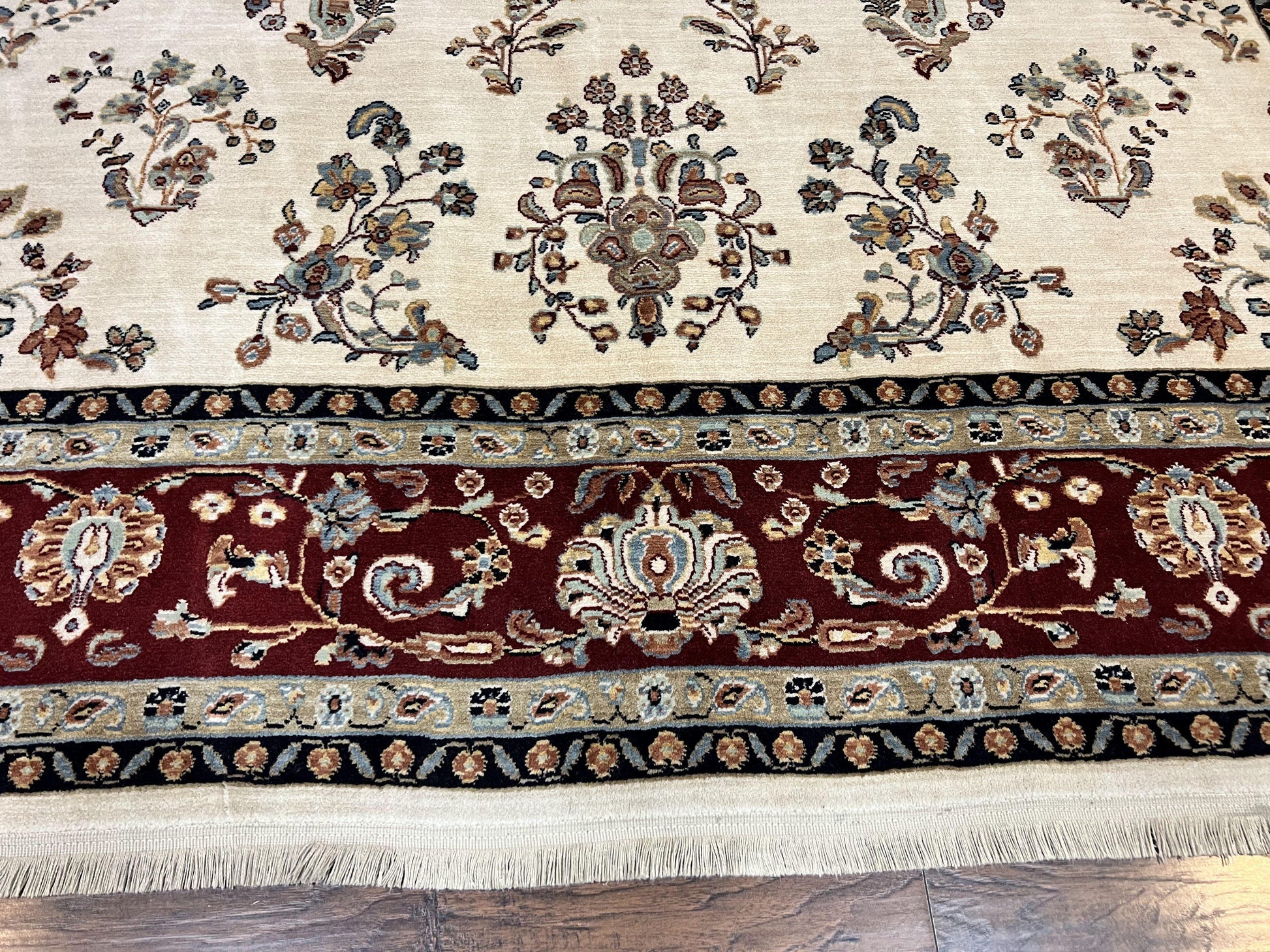 Karastan Rug 8.6 x 11.6, English Manor #2103, Ivory Floral Sarouk, Wool Karastan Carpet, Large Karastan Area Rug, Traditional Karastan Rug - Nuvé