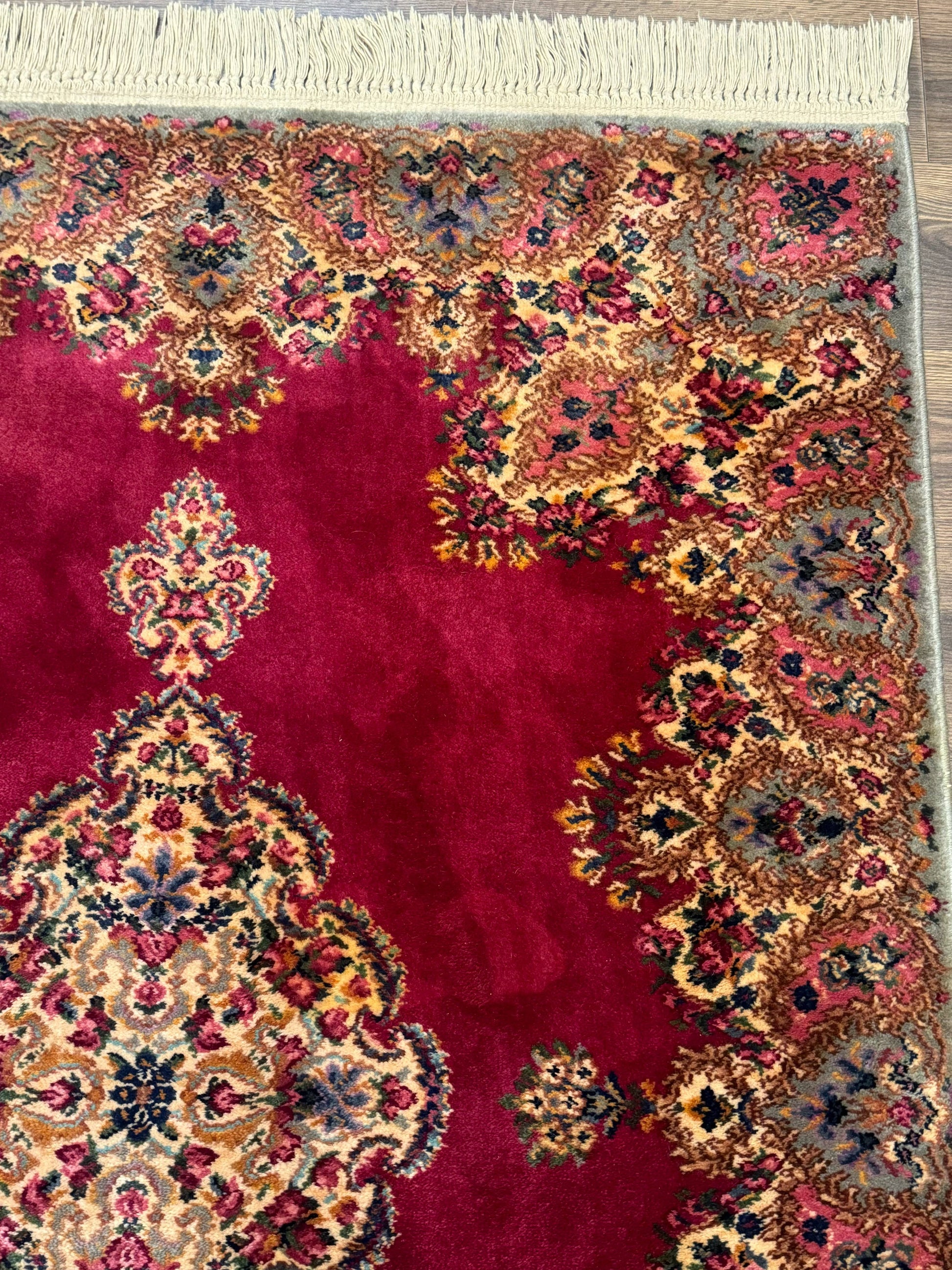 Karastan Rug 4x6 Red Medallion Kirman #762, Wool Vintage Original 700 Series - Nuvé