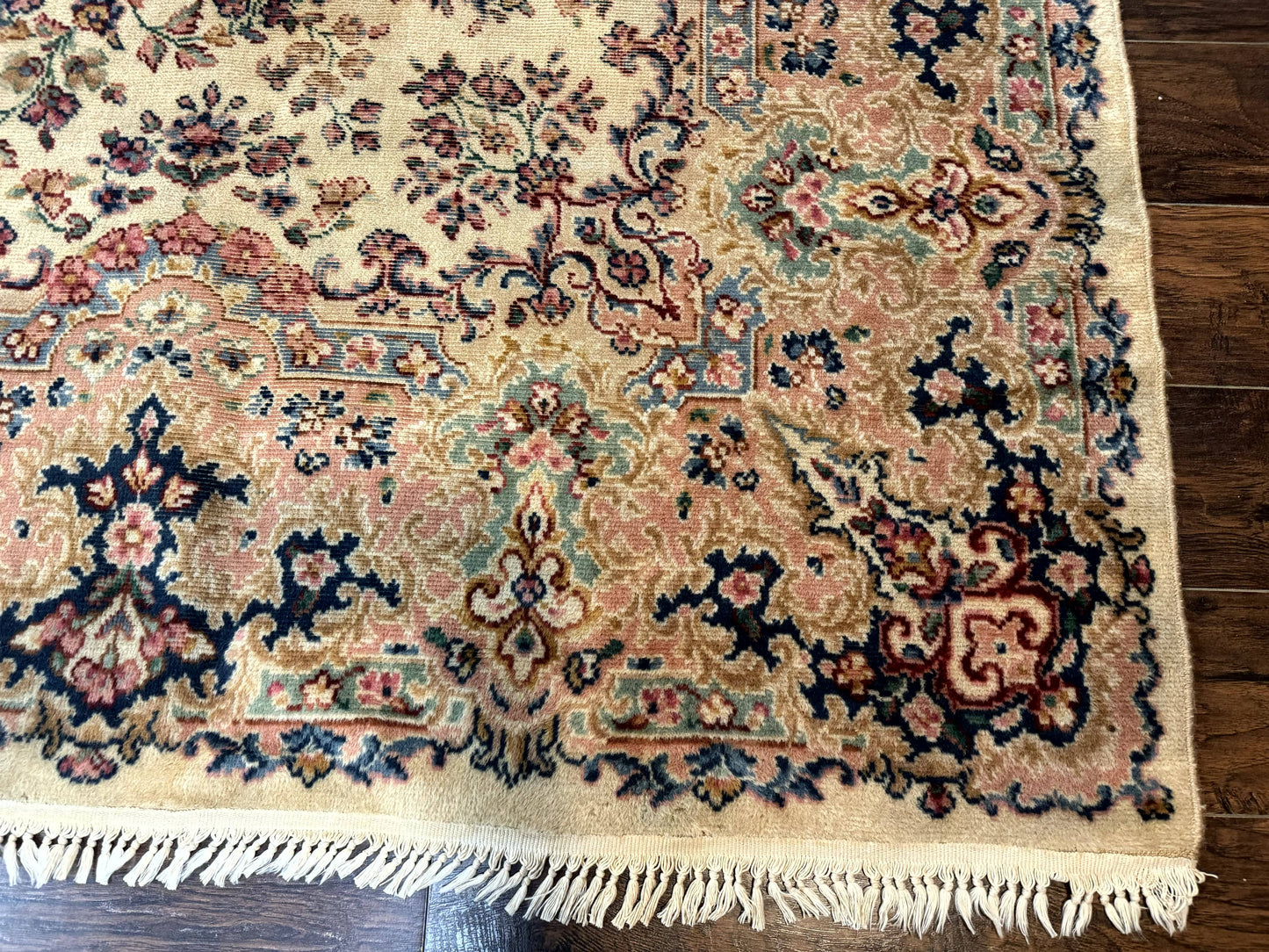 Antique Karastan Rug 8.8 x 12 Lanamar Floral Ivory Kirman Wool Discontinued - Nuvé