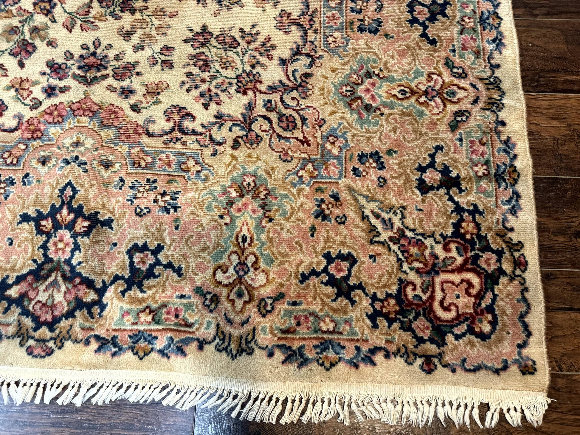 Antique Karastan Rug 8.8 x 12 Lanamar Floral Ivory Kirman Wool Discontinued - Nuvé