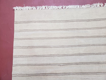 New Striped Turkish Kilim Area Rug 4x6 ft, Hand-Knotted, Wool, Light Gray, Earth Tone Decor, Flatweave Kilim, Two Toned Rug, Southwestern - Nuvé