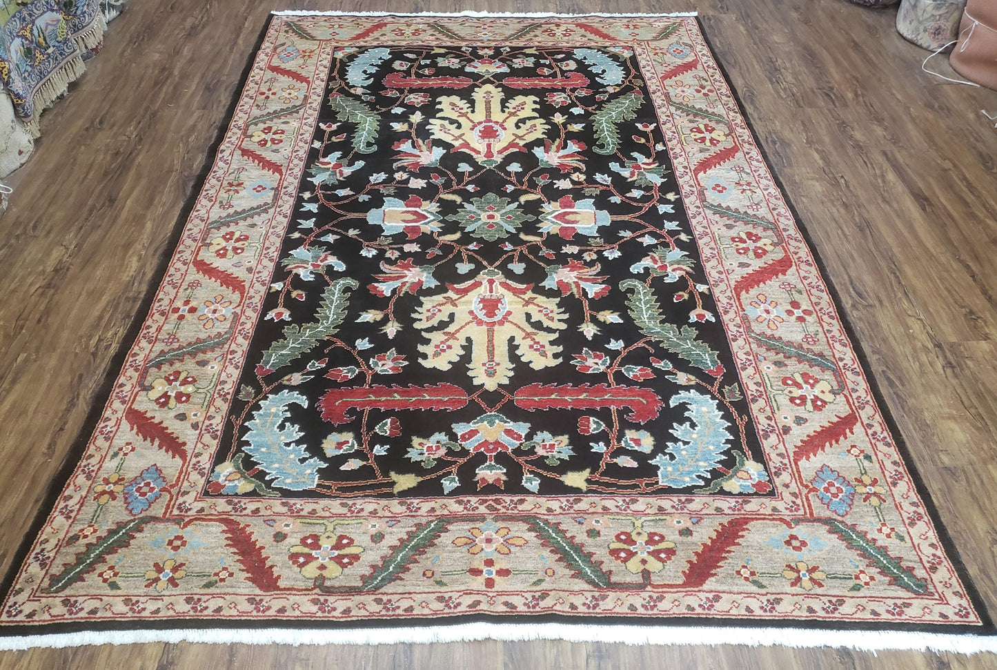 Peshawar Rug, 6x9 Rug, Hand Knotted Wool Area Rug, Black and Silver Rug, Unique Oriental Carpet, Handmade, Medium Sized Rug, Persian Rug - Nuvé