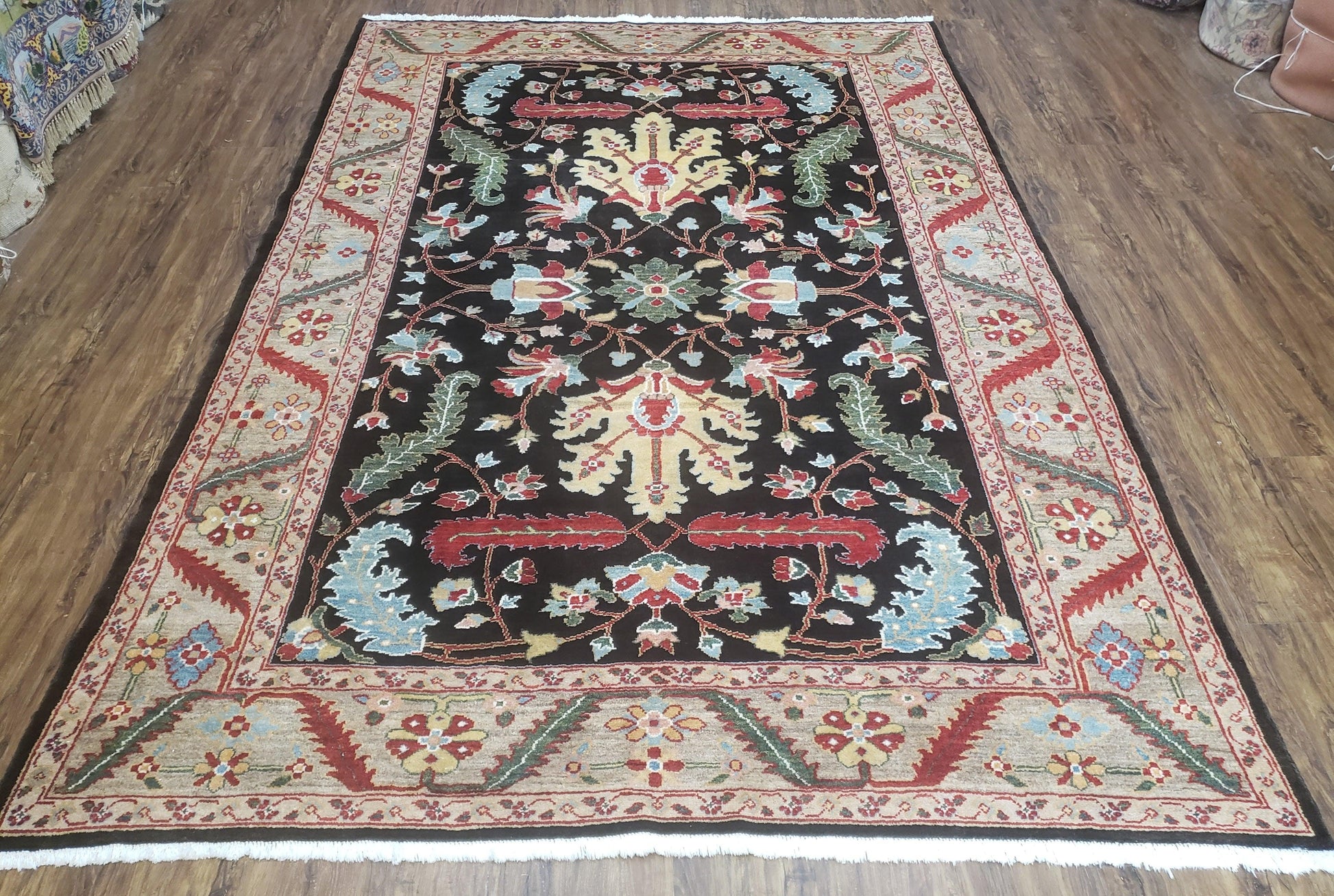 Peshawar Rug, 6x9 Rug, Hand Knotted Wool Area Rug, Black and Silver Rug, Unique Oriental Carpet, Handmade, Medium Sized Rug, Persian Rug - Nuvé
