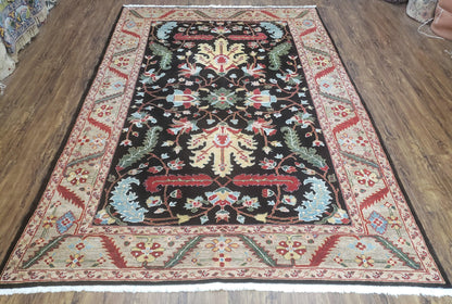 Peshawar Rug, 6x9 Rug, Hand Knotted Wool Area Rug, Black and Silver Rug, Unique Oriental Carpet, Handmade, Medium Sized Rug, Persian Rug - Nuvé