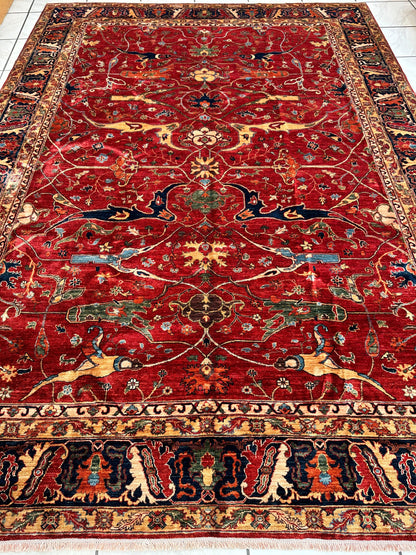 Hand-Knotted Afghani Bidjar Wool Rug – 9’x12’6” – Intricate Geometric & Floral Motifs - Nuvé