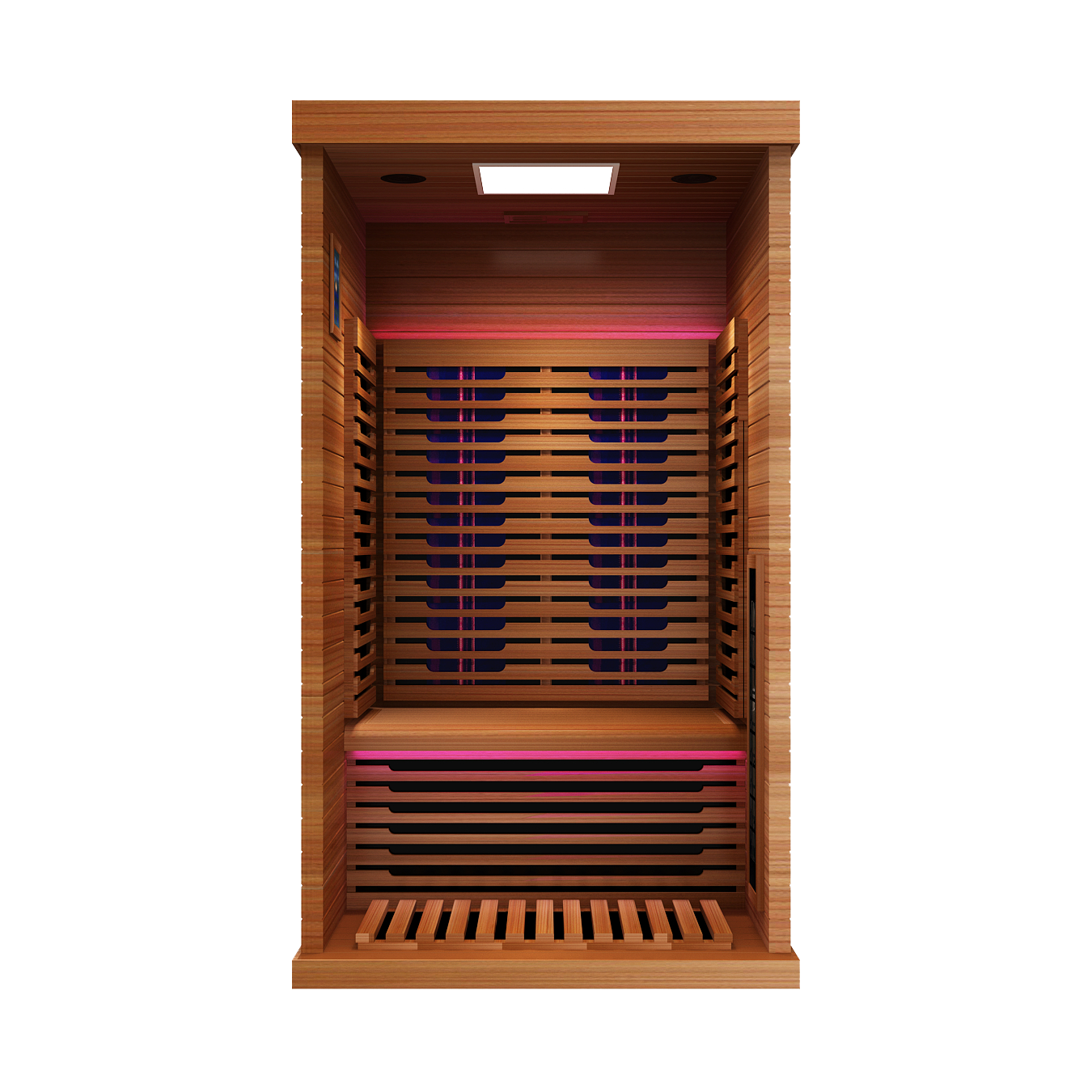 Peak Saunas Rainier 1-Person Full Spectrum Infrared Sauna with XL Medical-Grade Red Light Therapy & Smart WiFi App Control - Nuvé