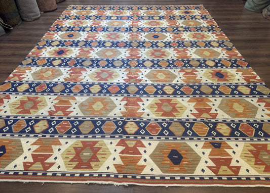 Turkish Kilim Rug 8x11, Handmade, Wool, Nourison Rug - Nuvé