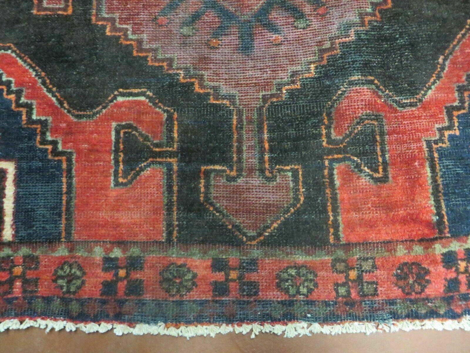 4' X 8' Antique Handmade India Geometric Oriental Tribal Wool Rug Red # 603 - Nuvé